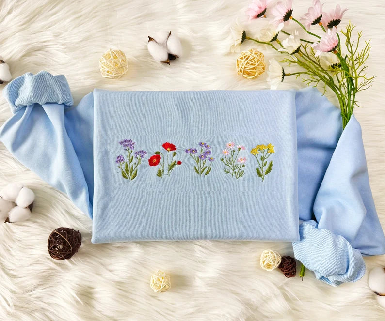 flower embroidered sweatshirt