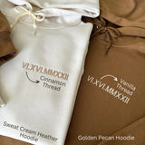 Custom mbroidered roman numeral hoodie for couple