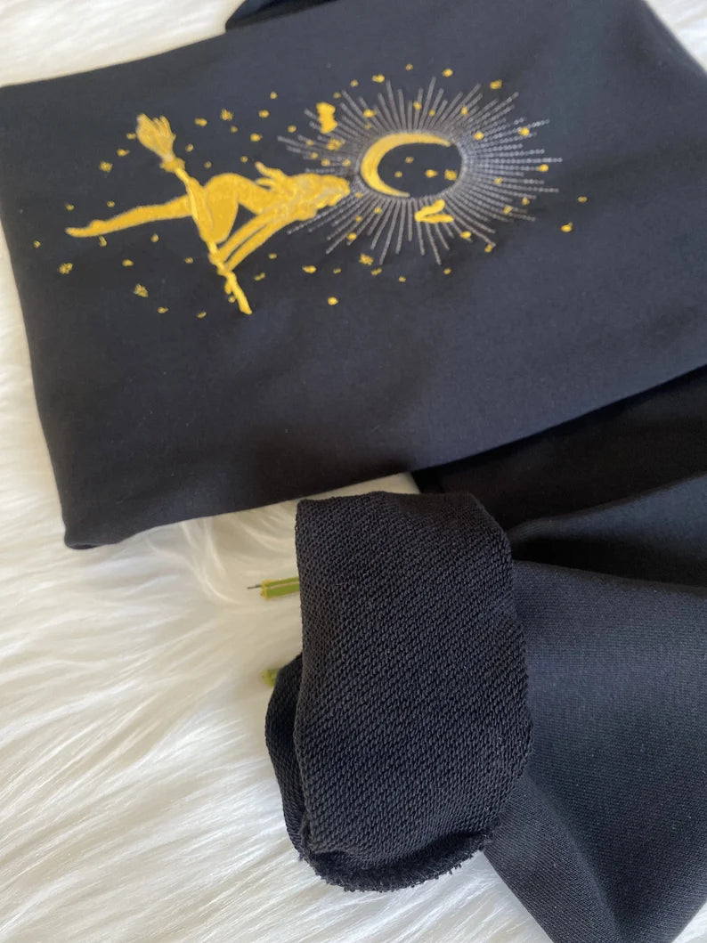 embroidered witch sweatshirt