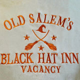 Embroidered Halloween Old Salem's Black Hat Inn Vacancy Sweatshirt