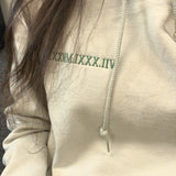Custom Embroidered Roman Numeral Hoodie for Couple