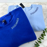 Custom Embroidered Crewneck Love Sweatshirt on Neck and Sleeve