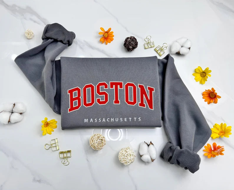 Zaotify Custom State Text Embroidered Sweatshirt