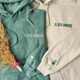 Custom Embroidered Roman Numeral Hoodie for Couple