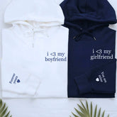 Custom Embroidered I Love My Boyfriend Hoodie