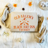 Embroidered Halloween Old Salem's Black Hat Inn Vacancy Sweatshirt