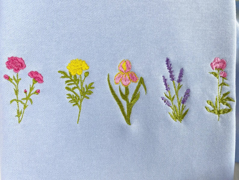 sweatshirt with wildflower embroideray
