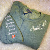 Custom Embroidered Crewneck Love Sweatshirt on Neck and Sleeve