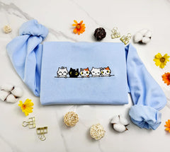 embroidered sweatshirt for cat lover