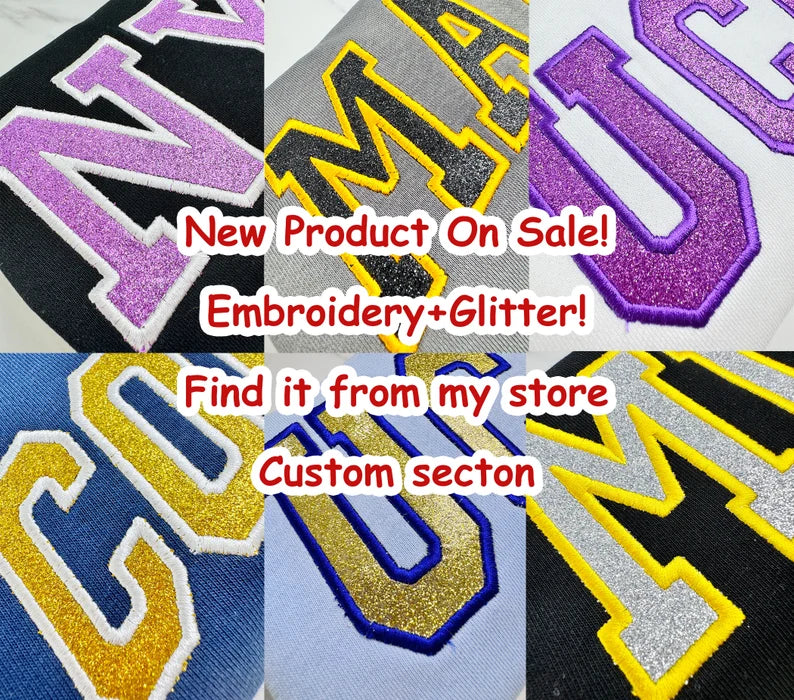 zaotify glitter embroidary letters