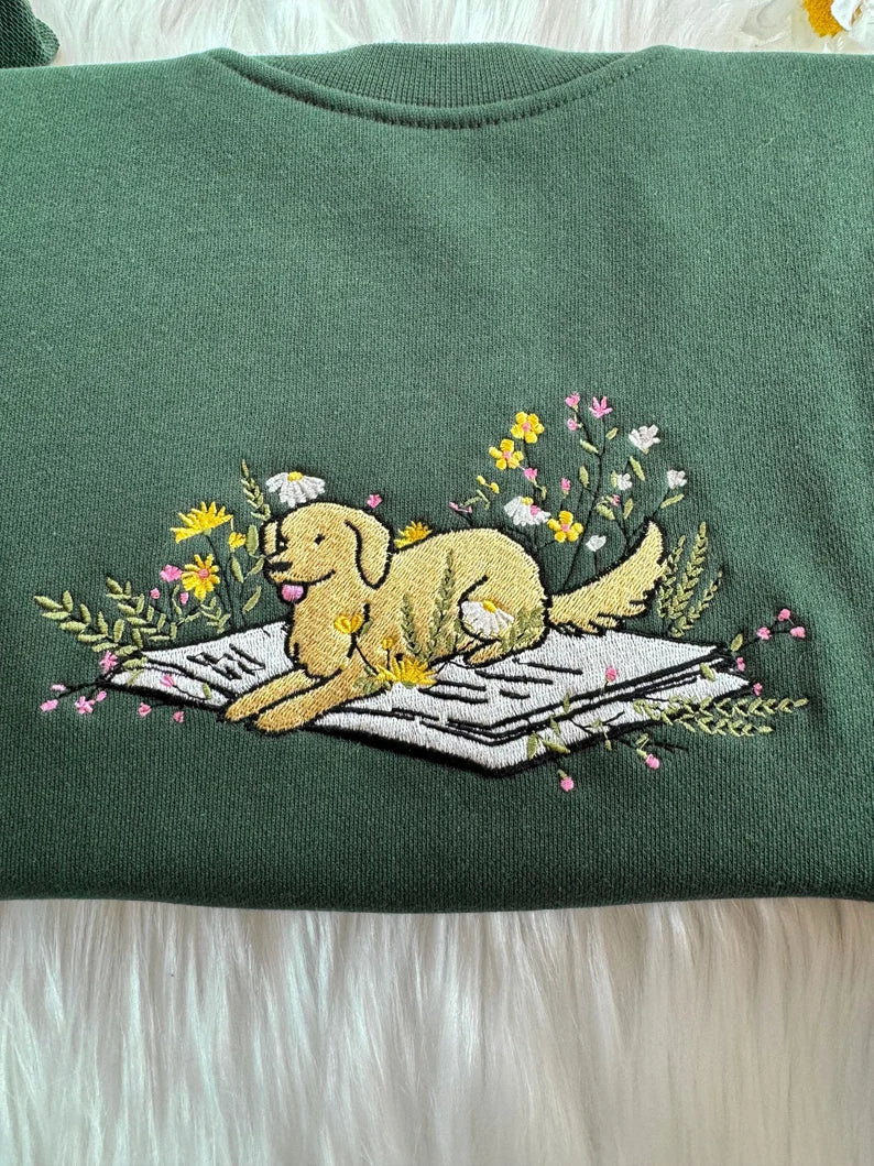 	 embroidered dog sweatshirt