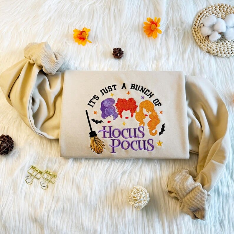 Halloween Embroidered It's Just a Bunch of Hocus Pocus Sweatshirt