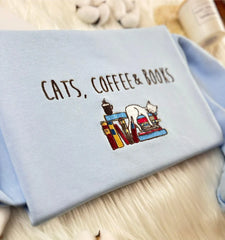 Coffee Cats And Books Sweatshirt