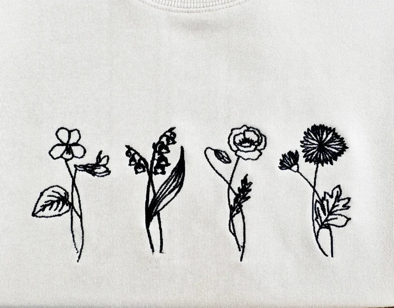 flower embroidery sweatshirt