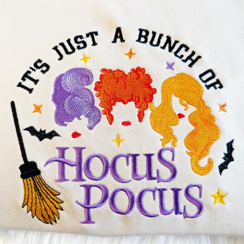 Halloween Embroidered It's Just a Bunch of Hocus Pocus Sweatshirt