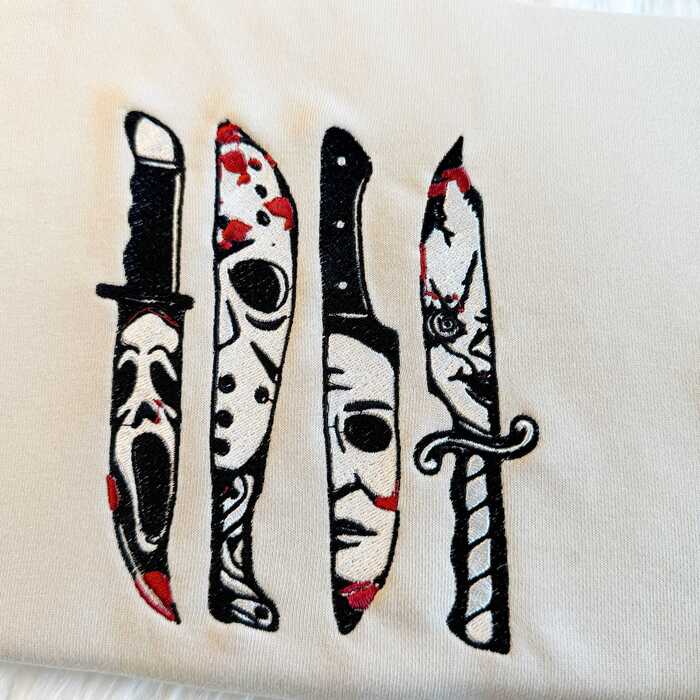 Embroidered Horror Sweatshirt for Halloween Movies