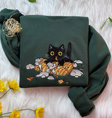 embroidered cat sweatshirt