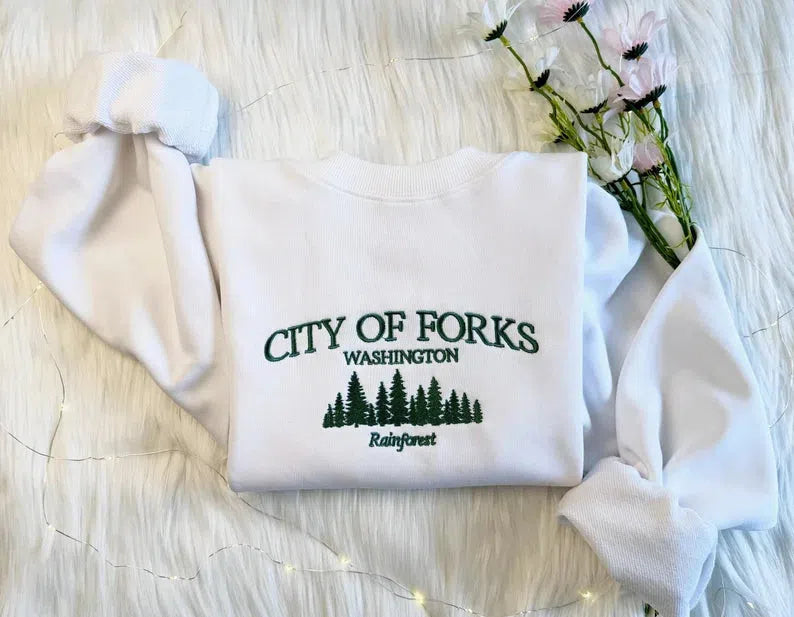 City of Forks Embroidered Style Sweatshirt