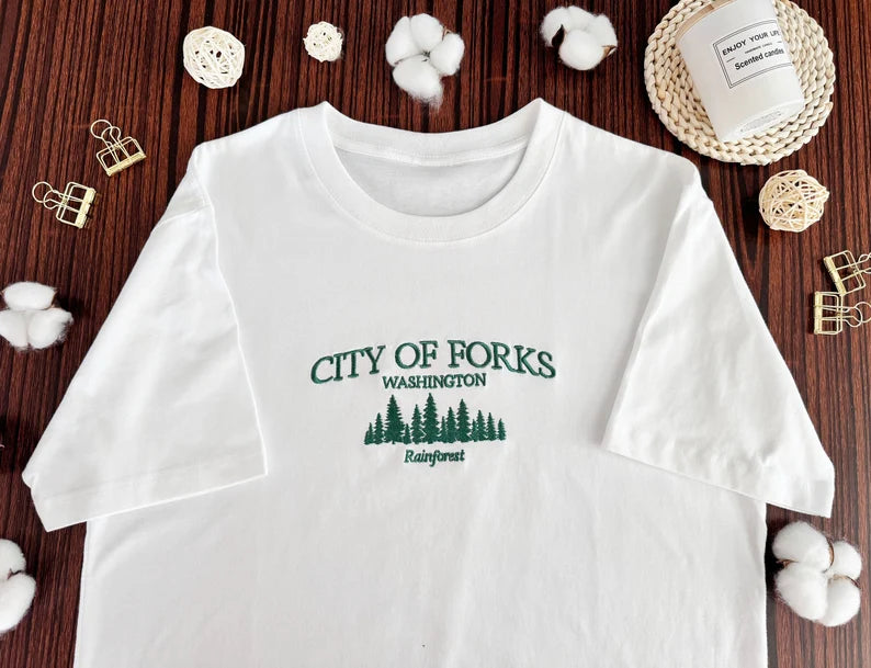 City of Forks Embroidered Washington Shirt