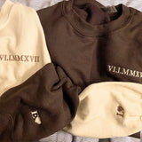 Custom Embroidered Roman Numeral Sweatshirt for Couple