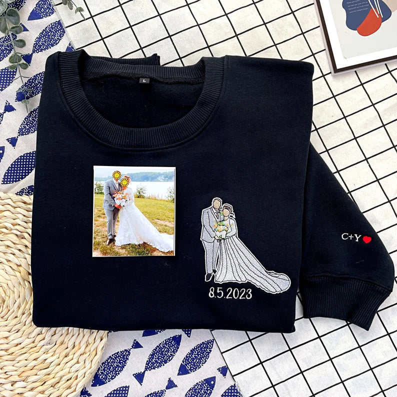 embroidered photo sweatshirt