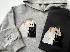 Custom Embroidered Portrait Anniversary Hoodie