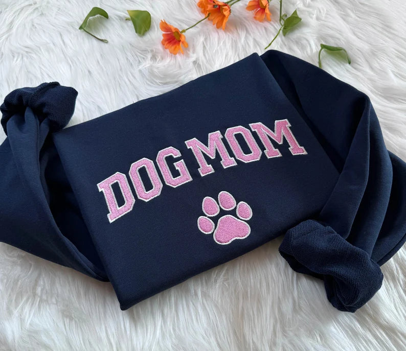 Embroidered Dog Mom Sweatshirt