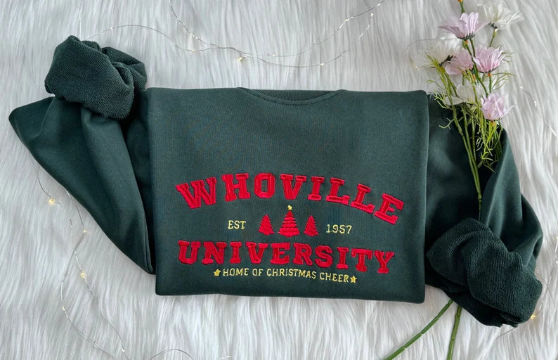 Embroidered Christmas Whoville University Sweatshirt