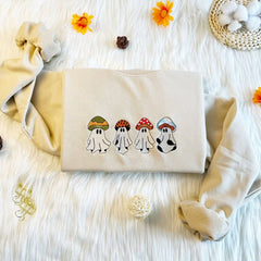 Embroidered Cute Halloween Mushroom Sweatshirt