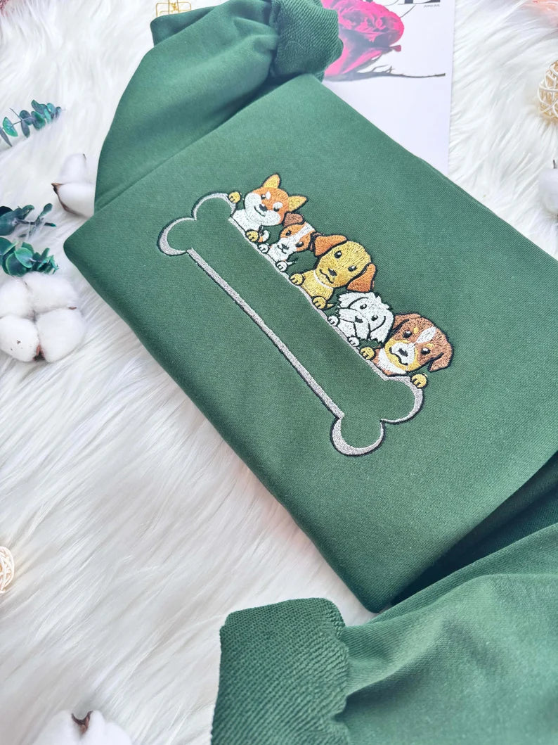 	 embroidered dog sweatshirt