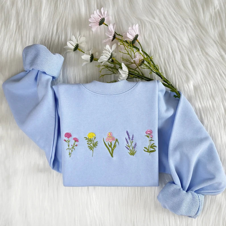 Embroidered Flower Sweatshirt