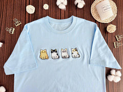 Embroidered Four Cute Cat Shirts