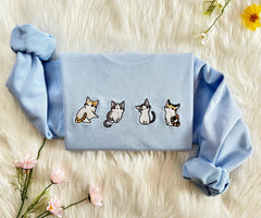 Embroidered  Four Cute Cat Sweatshirt