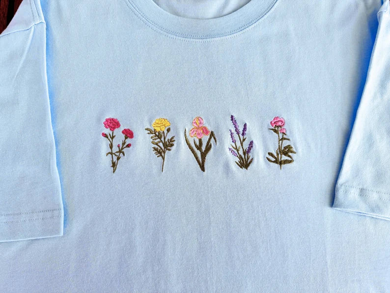 embroidered floral t shirt