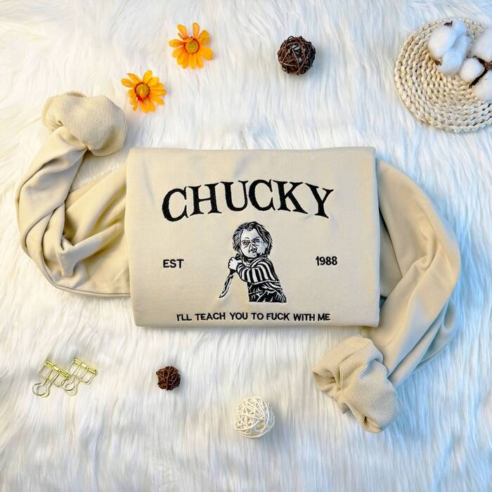 Embroidered Halloween Chucky Sweatshirt