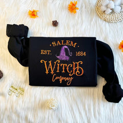 Embroidered Halloween Salem Broom Company Sweatshirt