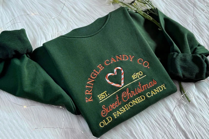 Embroidered Kringle Co Candy Christma Sweatshirt