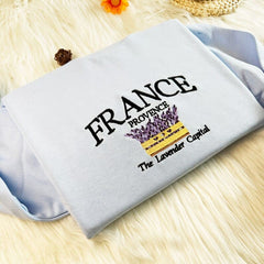 Embroidered France Provence Lavender Sweatshirt