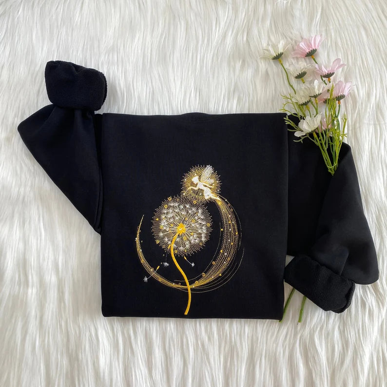 Embroidered Magic Dandelion and Fairy Sweatshirt