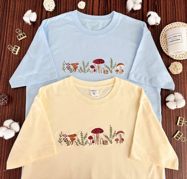 Embroidered Mushroom T Shirt