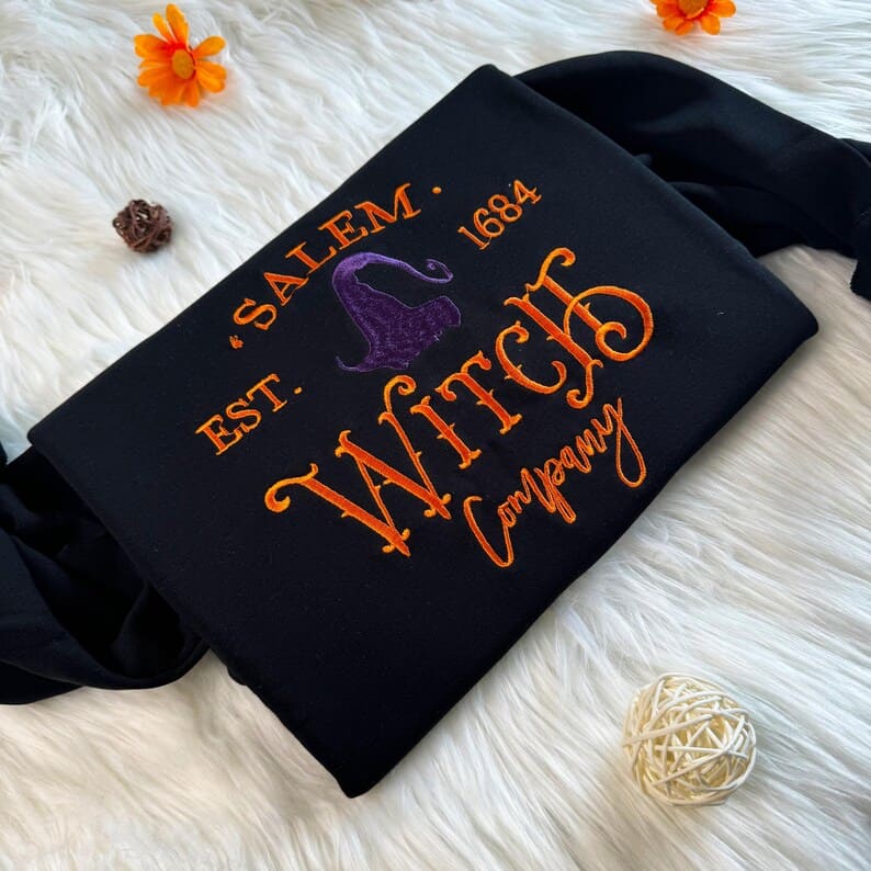 Embroidered Halloween Salem Broom Company Sweatshirt