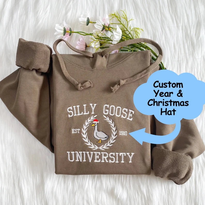 Embroidered Silly Goose University Hoodie