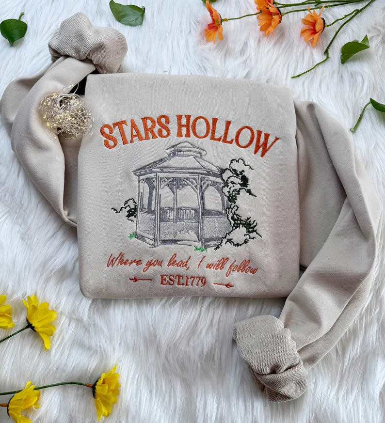 Embroidered Stars Hollow Sweatshirt