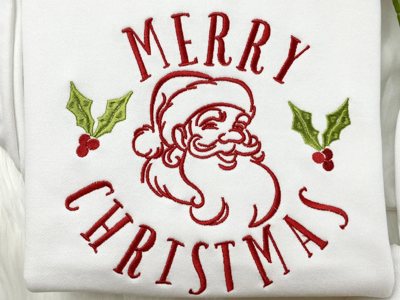 quality embroidary santa sweatshirt