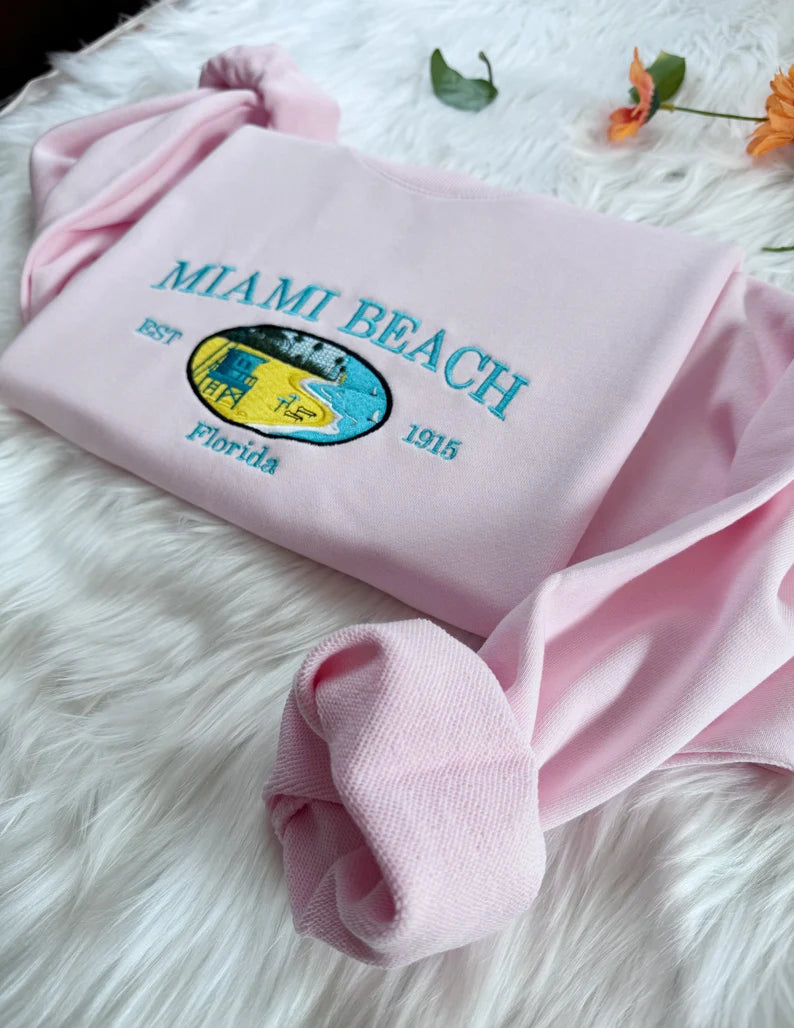 Embroidered Miami Beach Sweatshirt