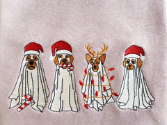 embroidered ghost dog christmas sweatshirt