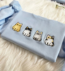 Four Embroidered Cat Sweatshirt