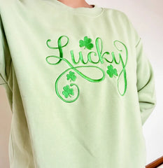 Lucky Shamrocks Embroidered Sweatshirt