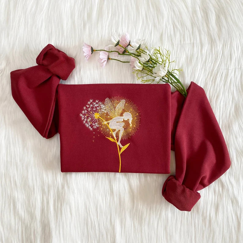 Magic Fairy On A Dandelion Embroidered Sweatshirt