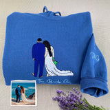 Custom Embroidered Photo Sweatshirt for Couple